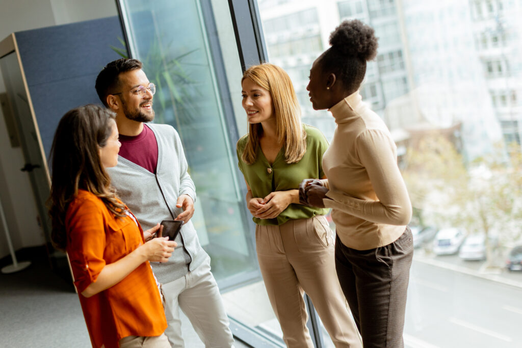Young multiethnic startup team working at the modern office